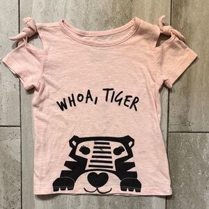 Whoa, Tiger Pink Girls' Tie-Shoulder Tee